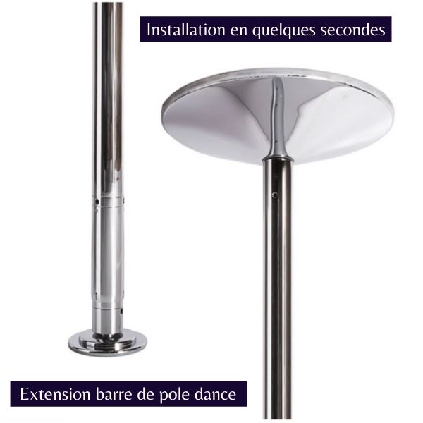 Barre de Pole Dance Portable en Argent, Extensible et Sécurisée pour Barre de Pole Dance Portable en Argent, Extensible et Sécurisée pour