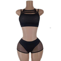 Ensemble Pole Dance NITI Panthera - Haut + Short en résille noire