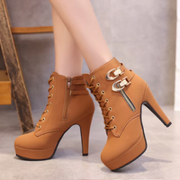 Bottines pole dance caramel talon haut plateforme – Iria Bellaza™