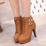 Bottines pole dance caramel talon haut plateforme – Iria Bellaza™