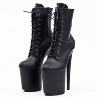 Bottines pole dance plateforme 20 cm noir mat Appolonia™ – vue de face