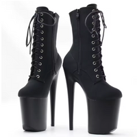 Bottines pole dance plateforme 20 cm noir mat Appolonia™ – vue de face