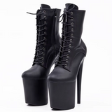 Bottines pole dance plateforme 20 cm noir mat Appolonia™ – vue de face
