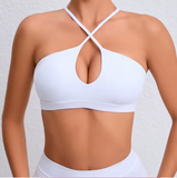 Brassière pole dance blanche bretelles croisées X entraînement – VYBE™