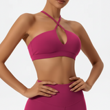 Brassière pole dance dos nu croisé framboise – VYBE™ Croix