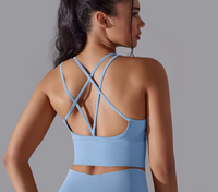 Crop top pole dance bleu clair vue de dos -  Cléopatra by Liraï