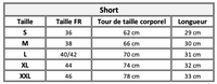 Guide des tailles - Short Pole Dance Nacre - VYBE