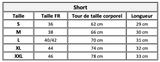 Guide des tailles - Short Pole Dance Nacre - VYBE