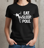 T-shirt Eat Sleep Pole Noir 