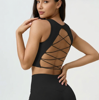 Top Pole Dance Dos Lacé Sculptant noir profil – VYBE™