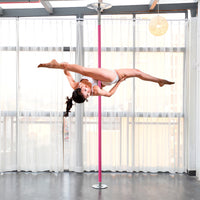 Barre de pole dance Q&G Dualmode rose acier Ø40mm – vue ensemble avec dimensions 2700mm