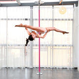 Barre de pole dance Q&G Dualmode rose acier Ø40mm – vue ensemble avec dimensions 2700mm