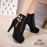 Bottines pole dance 12 cm noires à lacets et fermeture éclair – Iria Bellaza™