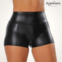 short pole dance simili cuir noir